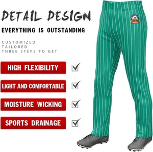 Pantalon de baseball pour homme à rayures fines, imprimé par sublimation, élastique, coupe ample, longueur intégrale, logo d'équipe sportive personnalisé, pantalon de baseball sublimé - Product Image 2