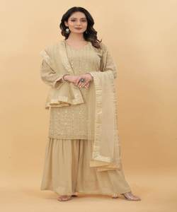 Designer Wedding Collection Top + Sharara Lowest Price Market Surat Gujarat Ethnic Garment Alphanumero - Product Image 4