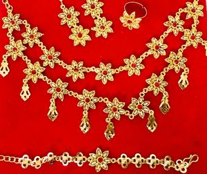 Collar de diamantes chapado en oro de 24 quilates Vintage 2024 de inspiración italiana, conjunto de joyería de cobre clásico directo de Italia, Alemania, EE. UU. Mayotte - Product Image 1