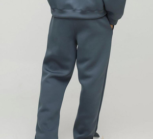 Pantalon de survêtement gris vintage en laine délavée pour homme, taille élastique, décontracté, avec poches, poids moyen, respirant, logo sur la jambe droite, style automne - Product Image 2