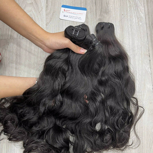 Cabello natural ondulado con trama, color natural, listo para enviar, proveedor de cabello virgen, paquete de cabello virgen, trama de doble capa - Product Image 3