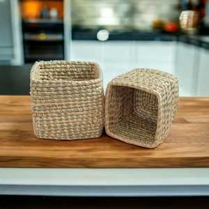 Recién llegados, maceta de mimbre hecha a mano Moonj Gass, maceta decorativa Rectangular Natural hecha a mano Moonj, maceta de hierba - Product Image 5