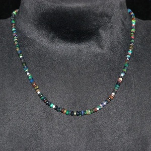 Ethiopian Fire Opal Faceted Rondelle Statement <b>Necklace</b> Custom Handmade 925 Sterling Silver Personalized LUSTRE Judaism - Product Image 2