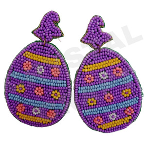 Pendientes de cuentas coloridos para mujer Día conmemorativo patriótico Material de tela de color naranja blanco azul - Product Image 1
