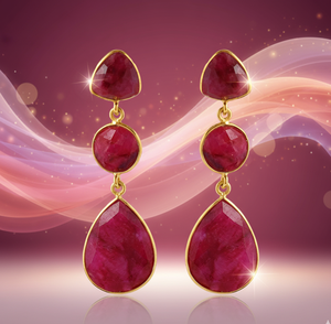 2025 Top Selling Indian Style Dyed Ruby Gemstone Earrings Gold Plated 925 Sterling Silver - Product Image 4