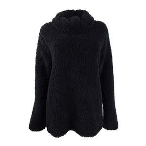 Cardigan da donna Style & Co in finto sherpa stile coreano, maglione nero lavorato a maglia con collo a cappuccio e logo frontale, taglia Petite Small, invernale - Product Image 1