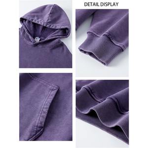 2025 100% algodón liso en blanco Sudadera con capucha hombres peso pesado Sudadera con capucha de gran tamaño ropa de calle logotipo personalizado lavado con ácido con bolsillo canguro - Product Image 6