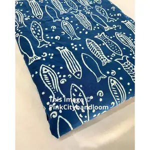 Tissu imprimé floral pour la fabrication de robe meilleur matériel tissu de coton bleu Indigo pour les femmes tissus imprimés par blocs à la main indiens