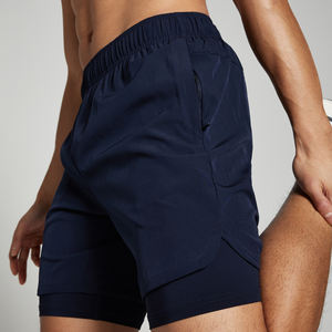 กางเกงขาสั้นสองชั้นของผู้ชายสำหรับออกกำลังกาย100% กางเกงวิ่งแบบลำลองทำจากโพลีเอสเตอร์มีกระเป๋าสำหรับออกกำลังกาย - Product Image 6