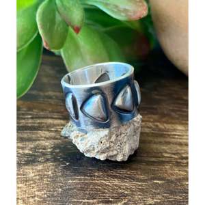 Alex Sanchez Stylish <b>Adjustable</b> Sterling Silver <b>Ring</b> Trendy Geometric Design with Inlay Size 8 for Fashionable Gift - Product Image 3