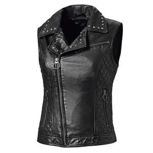 Personnalisé nouveau décontracté en cuir moto gilets hommes-femmes-unisexe personnalisé couleur rétro court mode gilet peau de mouton gilet - Product Image 1