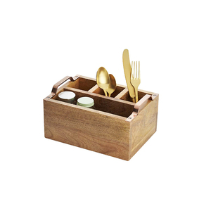 Juego personalizado de acero inoxidable superior, cuchara, tenedor, caja de cubiertos, organizador de palillos de bambú con bandeja de bambú para Cocina - Product Image 2