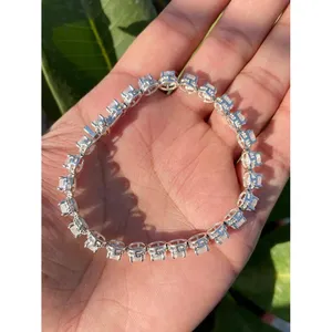 สร้อยข้อมือเทนนิสเงินแท้ 925 ประดับมูนสโตนสีรุ้ง เครื่องประดับแฟชั่น - Product Image 6