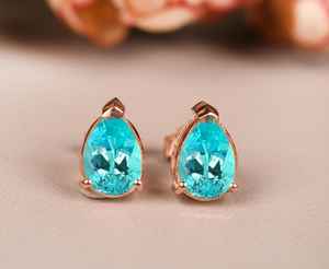 ต่างหูพลอยพาราไอบา ต่างหูแบบติด 9x6 มม. ต่างหูพลอยพลอยประจำวันเกิด เครื่องประดับของขวัญวันครบรอบสำหรับเธอ - Product Image 6