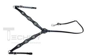 Poignée de bride de cheval en cuir sans mors élégante pour le dressage Western Riding Tack équestre confortable et durable avec plastron - Product Image 5