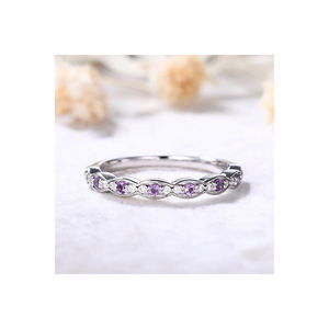 แหวนเพชรอเมทิสต์แท้14kt แหวนเพชรแท้สีทองแท้เครื่องประดับผู้หญิงคุณภาพดี - Product Image 1