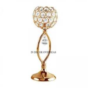 Excellente qualité aluminium coulé argent brillant poli Base support 5 bras cristal perlé bougeoir et votive de l'Inde - Product Image 2