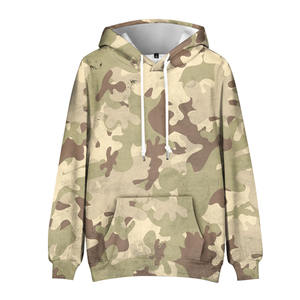 เสื้อฮู้ดดี้ทรงบ็อกซี่แบบสั่งทำพิเศษ ผ้าโพลีเอสเตอร์/คอตตอนเนื้อหนา สำหรับฤดูหนาว พิมพ์ลายดิจิทัล ลายพรางล่าสัตว์ สีขาวเขียว ลายคาโม่ สำหรับทุกเพศ - Product Image 1