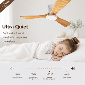 42 Inch Wood Blade <b>Ceiling</b> Fan with <b>Light</b> Low Profile Flush Mount 3 Blade Quiet DC Motor <b>Remote</b> <b>Control</b> for Modern Home - Product Image 2