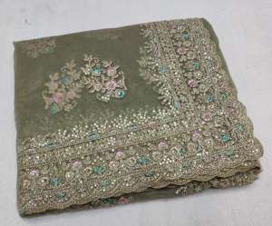 Infloura All-Over Coding Sequence Cut Work Saree for Women Indian & Pakistani Party Clothing with Sequence Border - Product Image 2