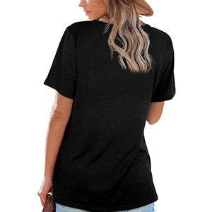 Women's Casual Square Neck Short Sleeve <b>TShirt</b> Solid Color Basic Top Embroidery Print Design Made Polyester Canvas Material Logo - Product Image 5