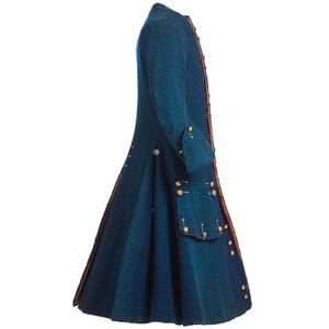 เสื้อโค้ทกันหนาวขนแกะแกลบเบอร์กันดีแบบยืดหยุ่นเสื้อโค้ทสีฟ้าทำด้วยมือสไตล์ยุคกลางศตวรรษที่17th - Product Image 3