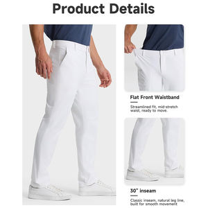 Pantalones de Golf elásticos de 4 vías para hombre, Color blanco con cordón en la cintura, pantalones de Golf transpirables que absorben el sudor para adultos - Product Image 5