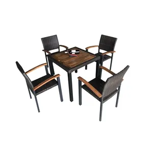 Uxury-Juego de comedor de aluminio para jardín, 1 mesa y 4 sillas, 5 piezas