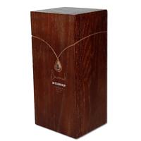 Boîte cadeau en bois massif brun foncé de haute qualité, boîte d'emballage en bois pour spiritueux à double porte avec porte-bouteilles intégrés