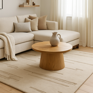 Beige y gris moderno tallado a mano textura rayas diseño 100% lana alfombra de área con mechones a mano, perfecto para la decoración del hogar - Product Image 3