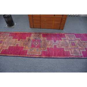 พรมวินเทจขนาด 2.5x10.2 ฟุต พรมตุรกี พรมอิคัตสีแดง ทำจากขนสัตว์ - Product Image 2