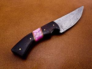 OEM personalizable hecho a mano de acero de Damasco cuchillo Skinner hueso mango cuero vaina Wangi madera torcida patrón-grado al por mayor - Product Image 6