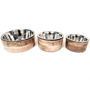 Solid Wood Pet Feeding Stand with Food Grade <b>Stainless</b> <b>Steel</b> <b>Bowls</b> - Product Image 3