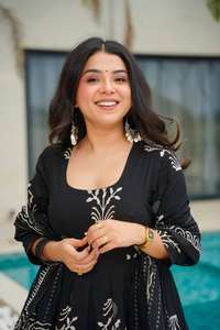 Robe longue indienne pakistanaise Anarkali ensemble Dupatta coton multicolore imprimé numérique prêt-à-porter pour les fêtes - Product Image 3