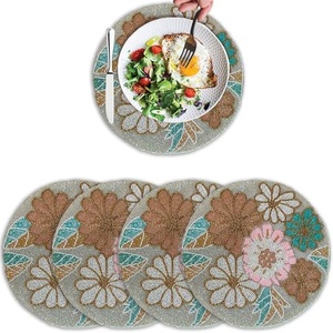 เสื่อรองโต๊ะและลูกปัดทำมือดอกไม้สีชมพูสีฟ้าของตกแต่งงานแต่งงานและคริสต์มาสสำหรับงานเลี้ยงสังสรรค์ในครอบครัวและงานปาร์ตี้ - Product Image 5