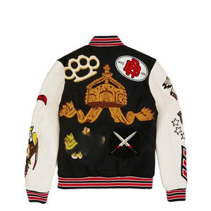 OEM Unisex logotipo bordado personalizado chaquetas de béisbol con mangas de cuero Varsity invierno alta calidad parche trabajo botón Decoración - Product Image 1