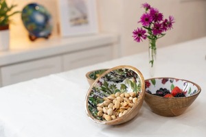 Bol imprimé de service de salade en bois naturel de haute qualité fait à la main pour l'utilisation de cuisine de service de fruits secs à très basse côte - Product Image 4