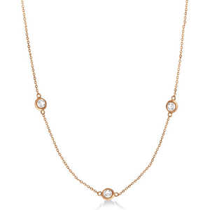 Collier serti de trois pierres en or rose 14 carats, 1,00 carat - Product Image 3