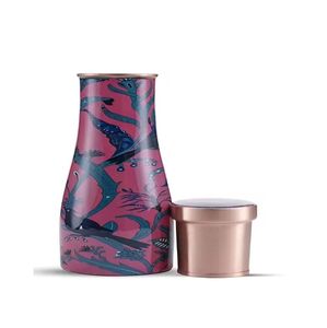 Botella de agua de cobre con diseño blanco y negro impreso en esmalte de tendencia para beneficios de Ayurveda para regalo, uso escolar y de oficina - Product Image 2