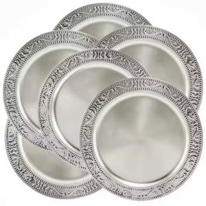 Chargeur en métal de fer plaqué étain foncé nickelé pour la maison et le mariage plats et assiettes décoratifs de table - Product Image 3