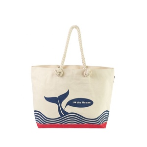 Hot Selling Eco Canvas <b>Beach</b> <b>Bag</b> Custom Canvas Tote <b>Bag</b> Rope Handle Recycled Canvas Shopping <b>Bag</b> for <b>Women</b> - Product Image 1