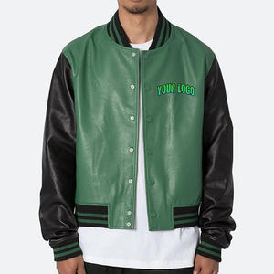 Veste universitaire personnalisée pour homme avec manches en cuir, longueur longue pour l'automne, logo de baseball sur le devant, vestes pour homme - Product Image 5