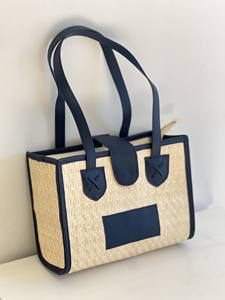 Lujoso modelo ecológico, nuevo, tejido a mano, juncia, hierba, Bolso con solapa para mujer, cierre abierto, dos asas, decoración Floral, capacidad de 1L - Product Image 6