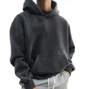 Top 100% cotton heavyweight puff print 450gsm hoodie street sportswear custom pullover men's hoodie - Product Image 2