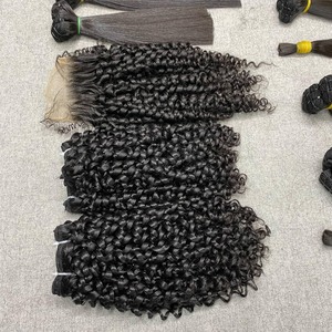 Super venta al por mayor doble dibujado virgen brasileño Fumi Pixie rizado/Pissy rizado cabello humano tejido paquetes vietnamita cabello humano - Product Image 2