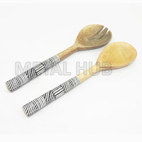 Ensemble de service à salade en bois, cuillère et fourchette, finition naturelle, ustensiles de cuisine pour la table, pour la maison et la restauration