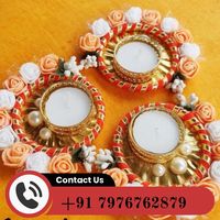 Décorations uniques pour fêtes et festivals traditionnels indiens - Porte-bougies chauffe-plat, Rangoli, Fleurs artificielles, Écologiques, Diwali, Baptême