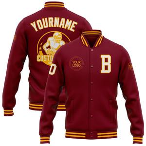 Blouson Crimson personnalisé blanc-or Blouson à boutons-pression Varsity Letterman Veste coupe-vent Streetwear veste Varsity vintage pour homme - Product Image 1