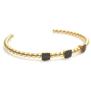 925 Sterling Silver <b>Bracelet</b> with Black Stones <b>Ball</b> Shape for Gift - Product Image 2