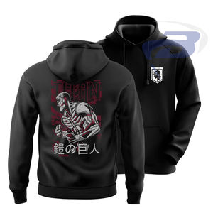 Sudadera con Capucha de Anime Extra Grande para Hombre, Diseño de Titán Acorazado Negro, Sudadera Unisex de Anime de Alta Calidad con Forro Polar y Personaje Personalizado - Product Image 1